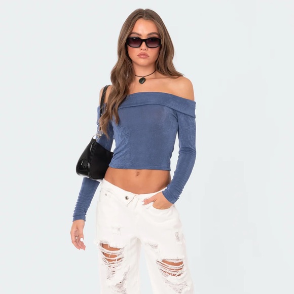 Edikted Tops - NWT Athena Fold Over Top